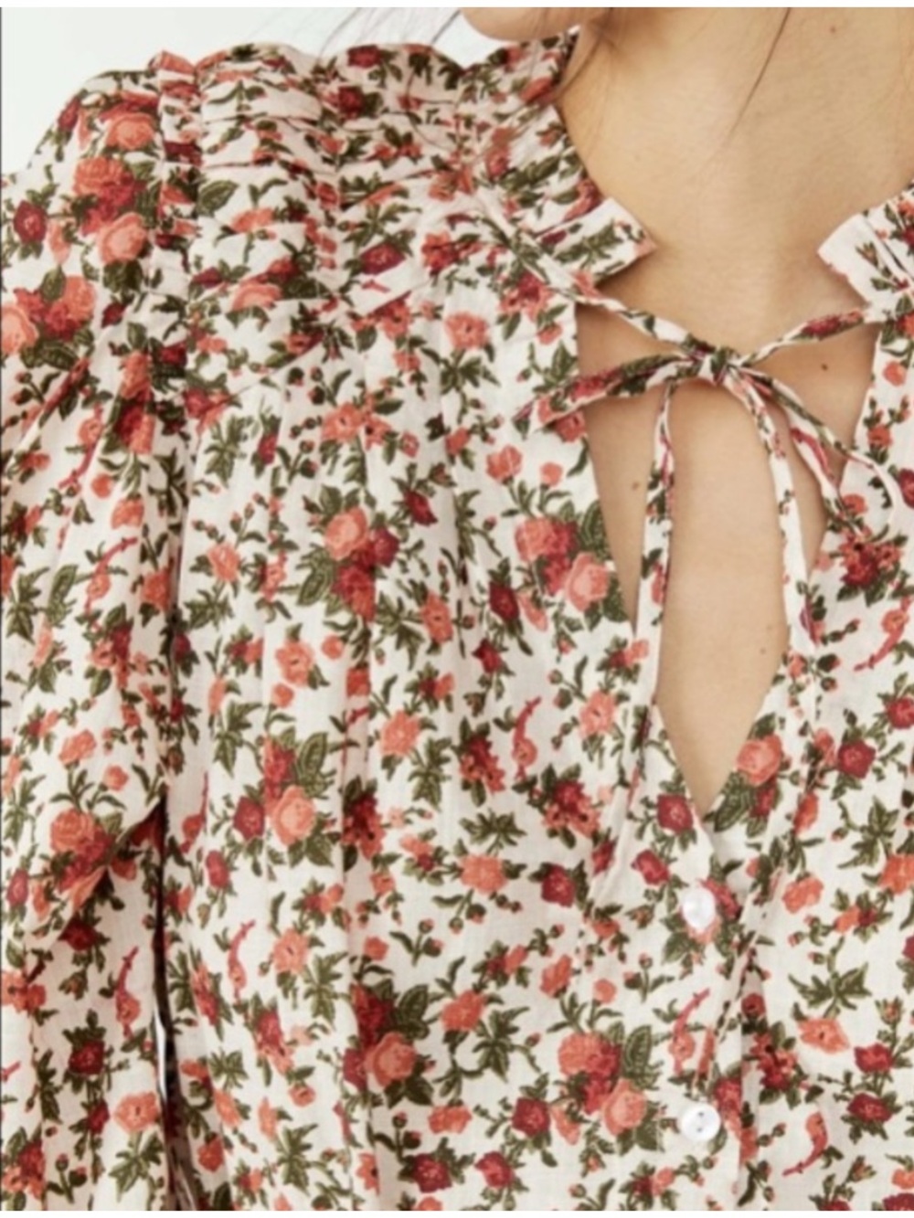 Free People Floral Puff-Sleeve Blouse medium - Picture 3 of 11